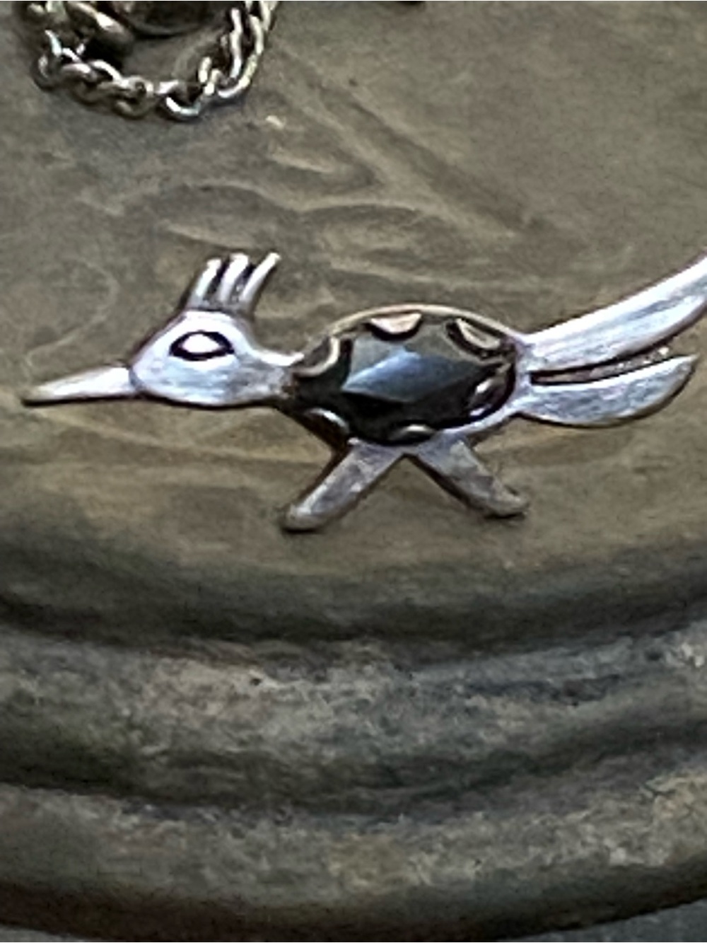 Native American Bell Trading 925 Sterling Hemitite Roadrunner  Bird Tie Tack
